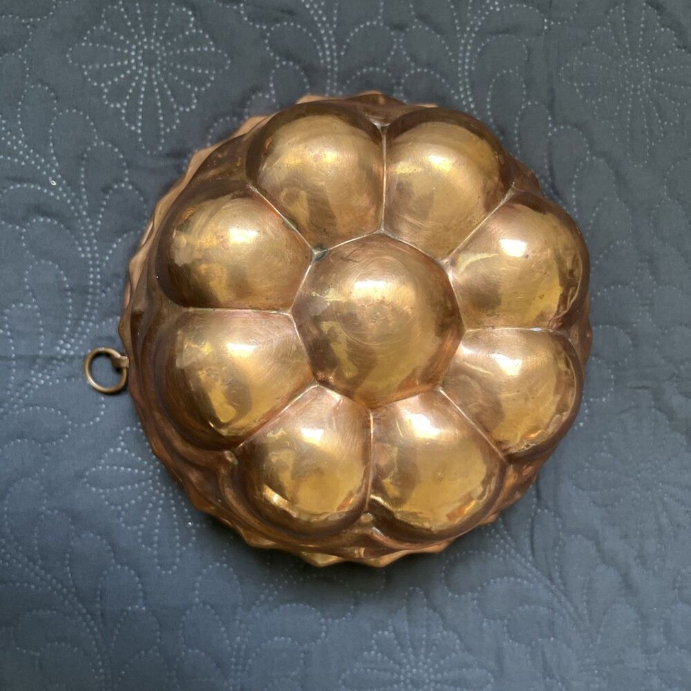 VINTAGE ANTIQUE TIN LINED COPPER "FLOWER" JELLO~CAKE MOLD Bakeware Craft Kitchen